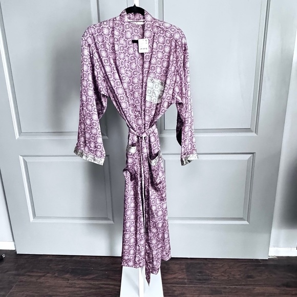 Free People Floral Burgundy Kimono NWT Free People SZ S/sx - Picture 3 of 7